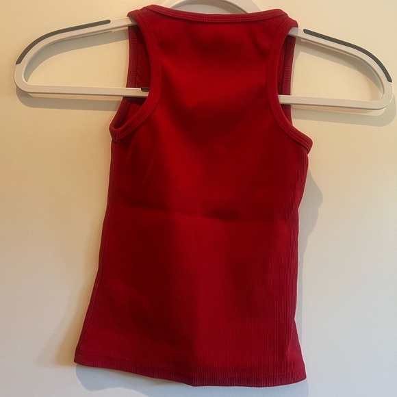 Revice- XS Red Ribbed Tank Top with Subtle Embroidered Motif - Picture 4 of 5